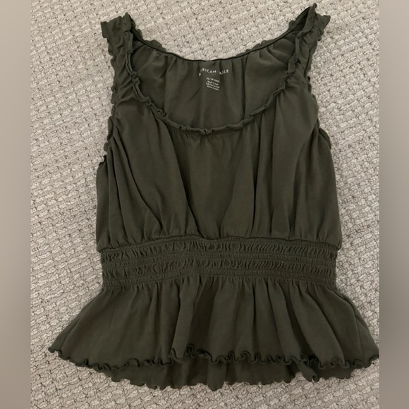 American Eagle Smocked Peplum Tank Top - Picture 2 of 4